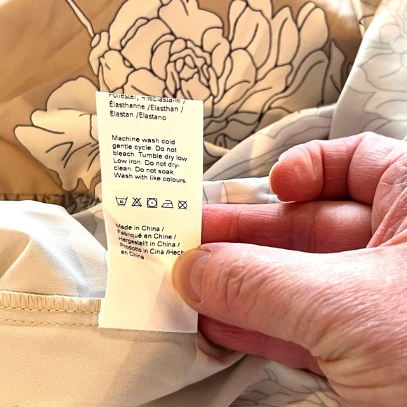 Wenrine Spring Summer Floral Maxi Dress Tie Waist Boho 3/4 Sleeve Neutral Tan B2 - Picture 6 of 9